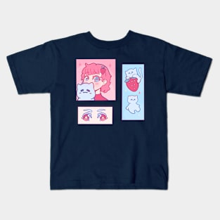 Strawberry Girl and her Strawberry Cats Kids T-Shirt